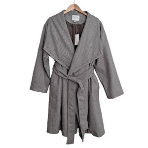 A New Day Wrap Coat Large Tan Brown Large Lapel Belted New with Tags